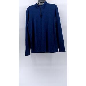 REAL ESSENTIALS Men's Dark Blue Half-Zip Long Sleeve Active Shirt SZ S